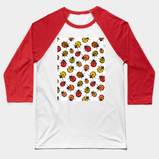 Colorful ladybugs on white Baseball T-Shirt